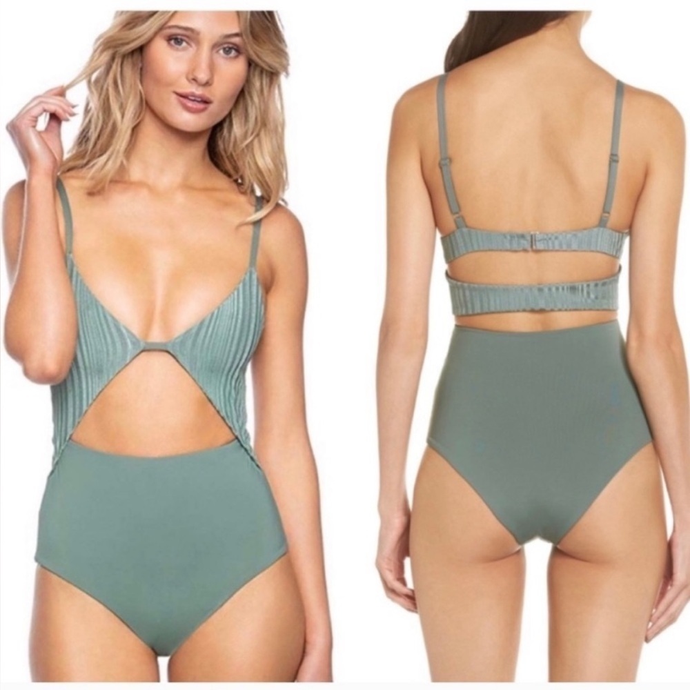 Anthropologie x Tavik Penelope One Piece Slinky Rib Meadow Green, size large